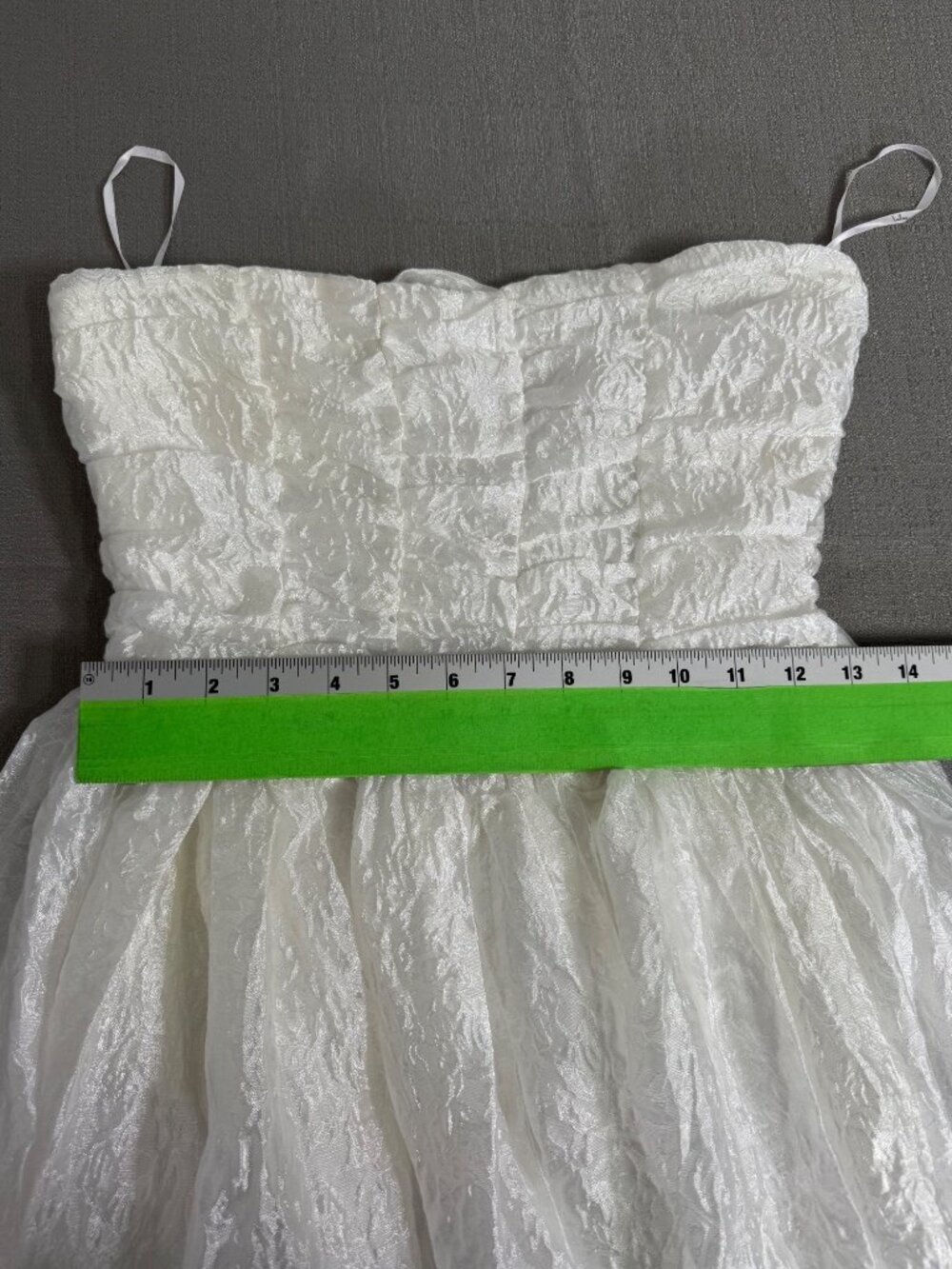 Lulus Analeia Ivory Jacquard Lace-Up Strapless Midi Dress Wedding Princess Small - Picture 10 of 16